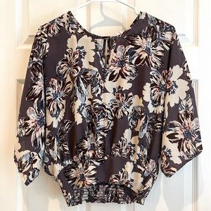 Purple Floral Wide Sleeve Blouse, Sienna Sky XS